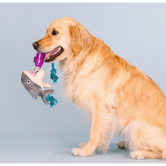 Fringe Best Dog Toybox Soft Plush "Shark Bait" Extra Loud Squeaky Tug Dog Toy - Picture 1 of 8
